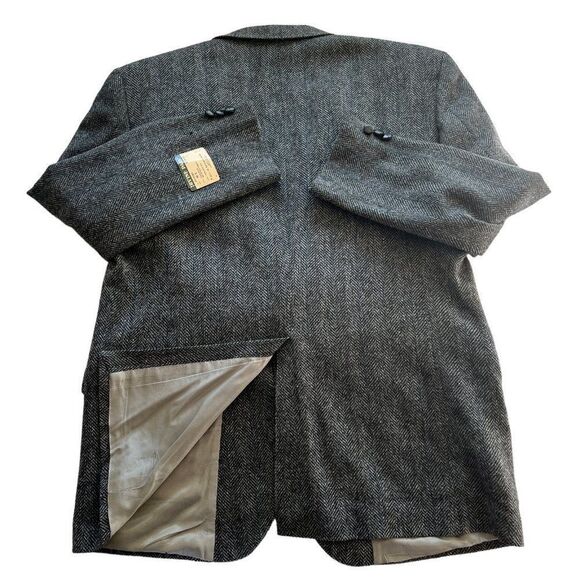 NWT Vintage Tweed Wool Sport Coat Jacket Men 46L Herringbone Gray Irvine Park - Picture 5 of 11
